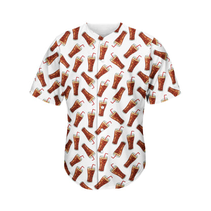 Cola Pattern Print Men's Baseball Jersey