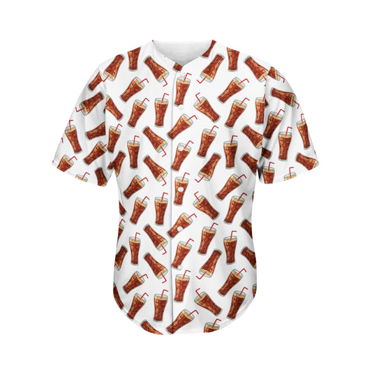 Cola Pattern Print Men's Baseball Jersey
