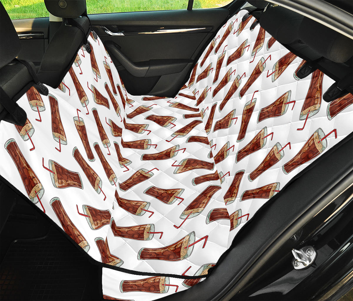 Cola Pattern Print Pet Car Back Seat Cover