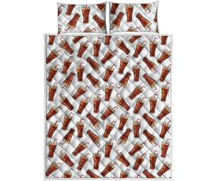 Cola Pattern Print Quilt Bed Set