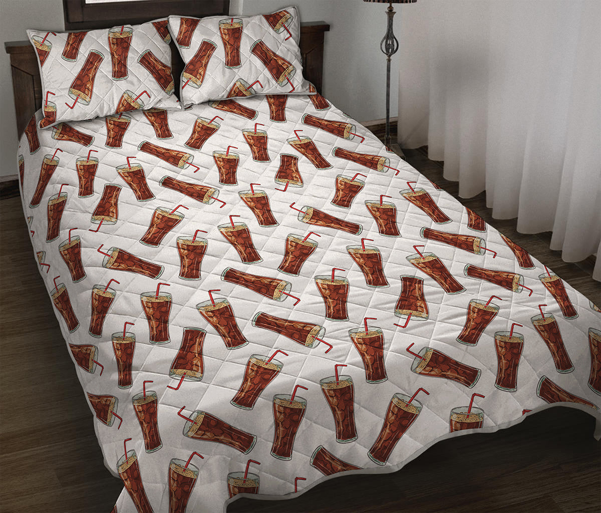 Cola Pattern Print Quilt Bed Set