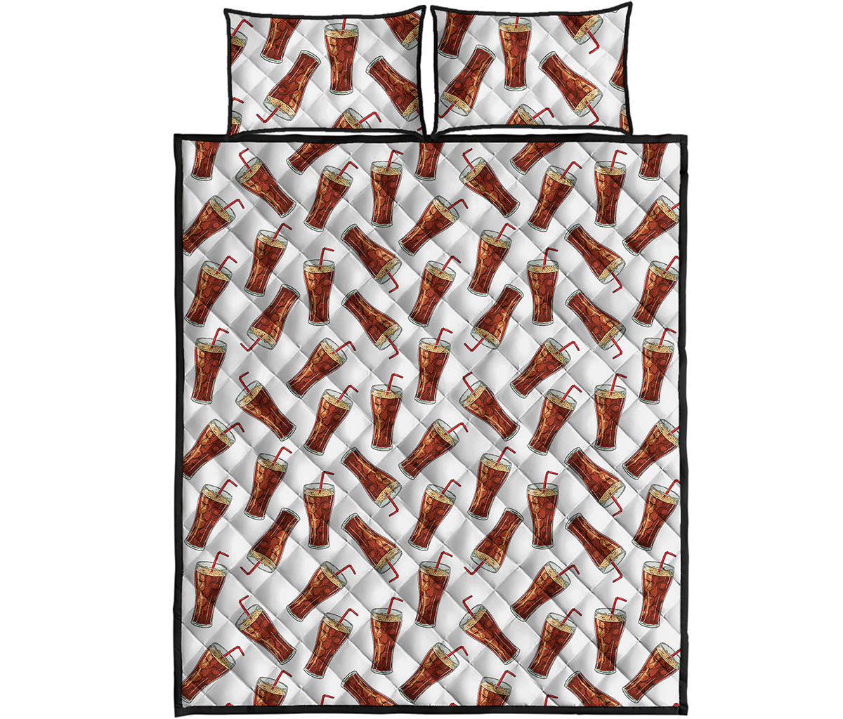 Cola Pattern Print Quilt Bed Set