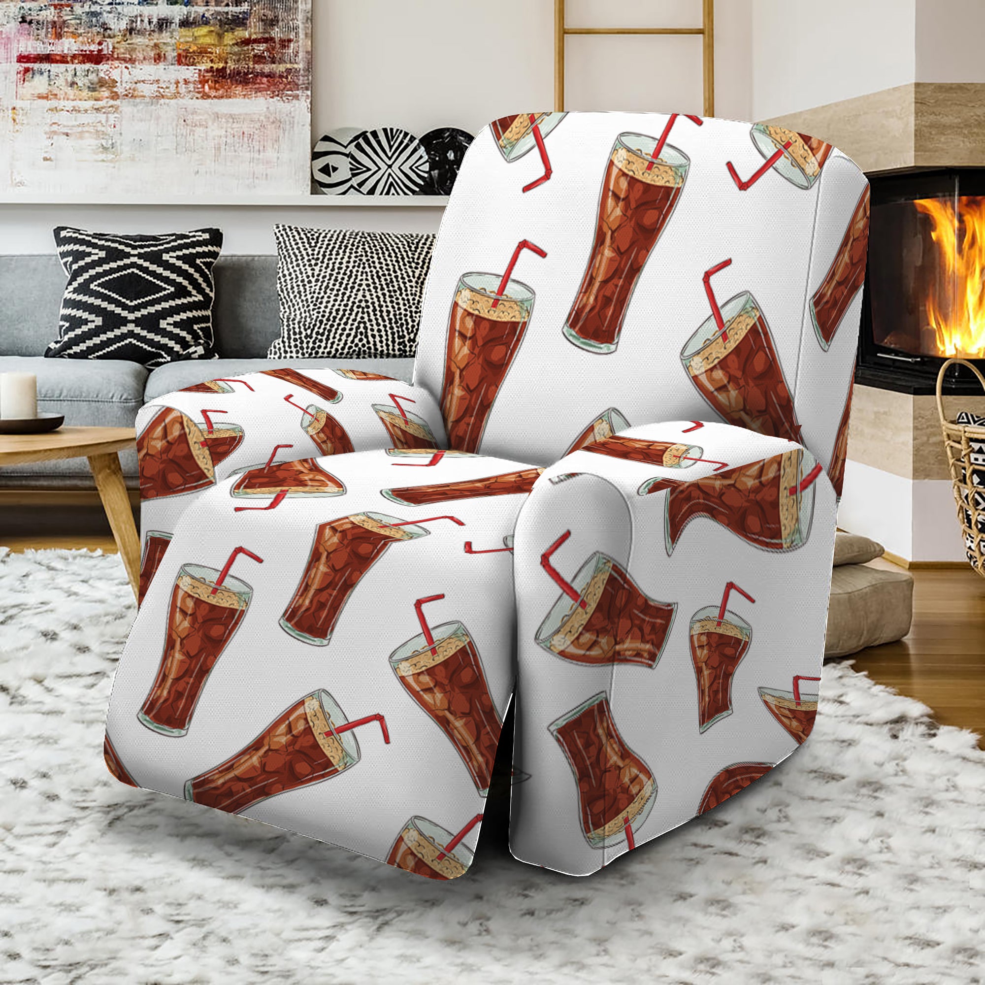 Cola Pattern Print Recliner Slipcover