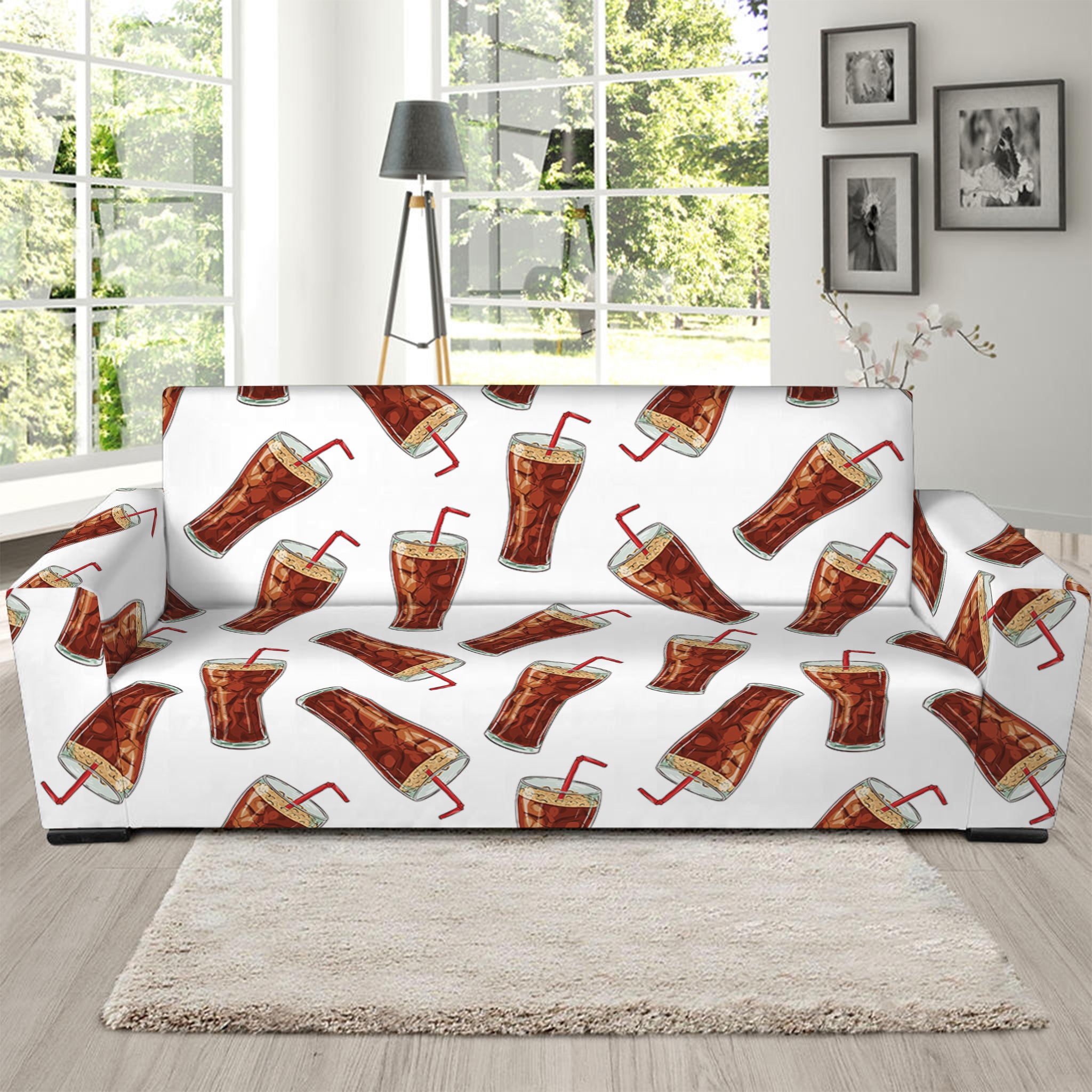 Cola Pattern Print Sofa Slipcover