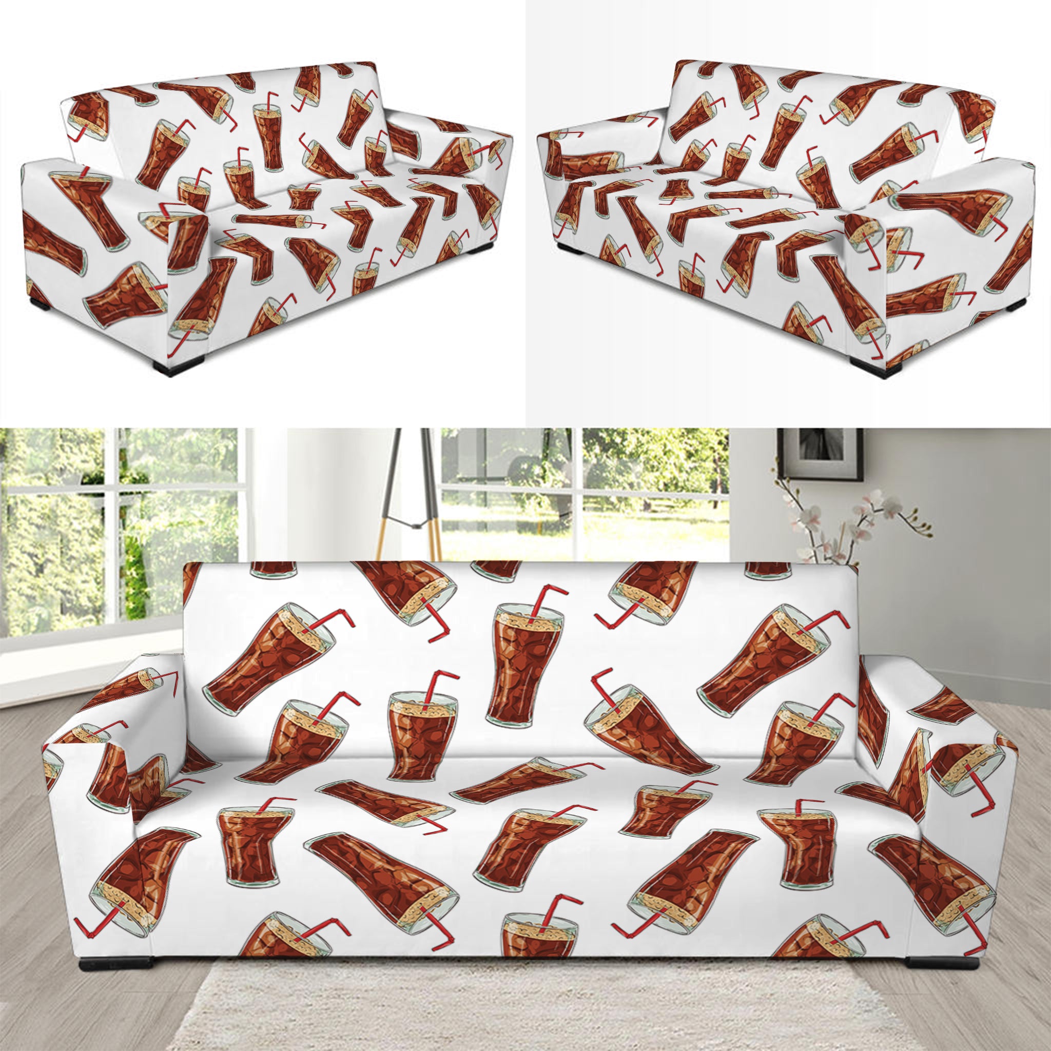 Cola Pattern Print Sofa Slipcover