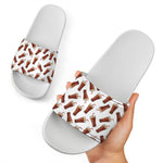 Cola Pattern Print White Slide Sandals