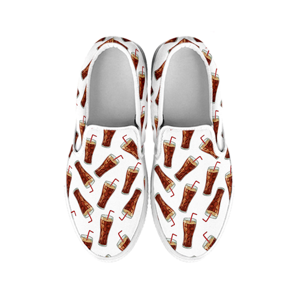 Cola Pattern Print White Slip On Shoes