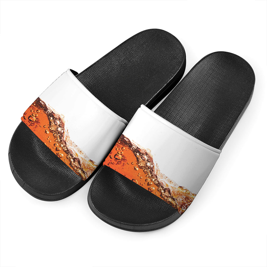 Cola Print Black Slide Sandals