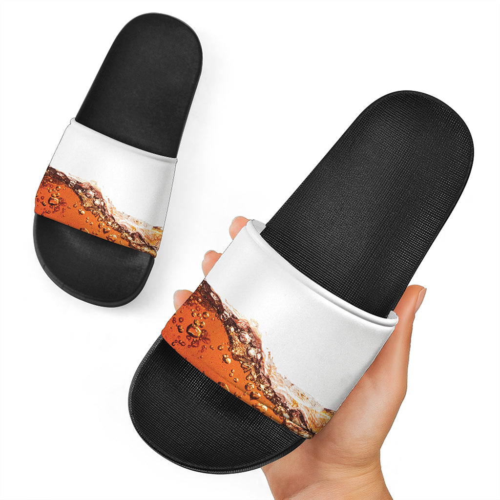 Cola Print Black Slide Sandals