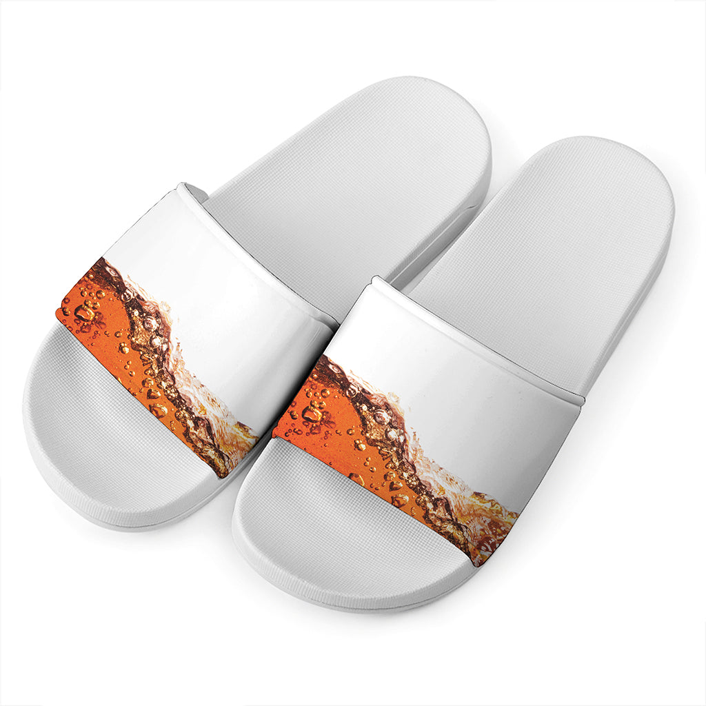 Cola Print White Slide Sandals