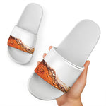 Cola Print White Slide Sandals