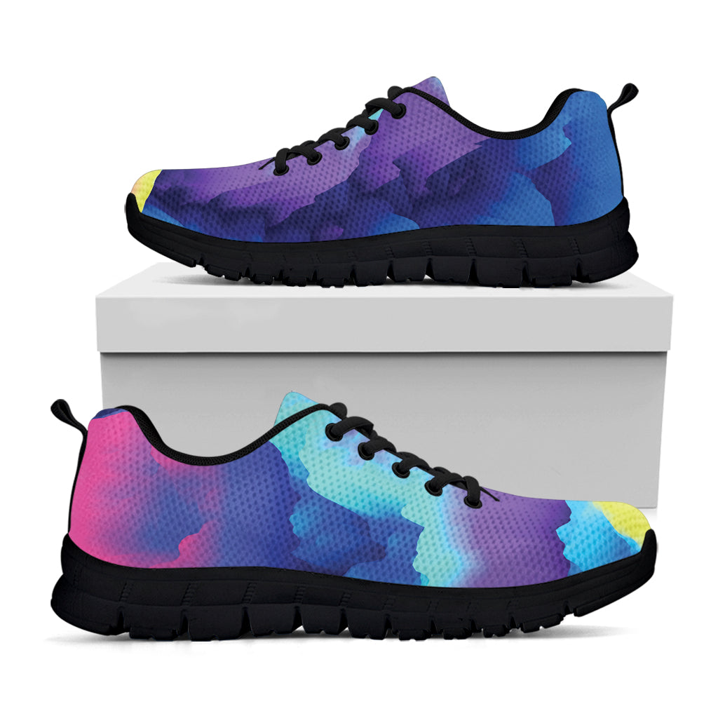 Coloful Cloud Print Black Sneakers