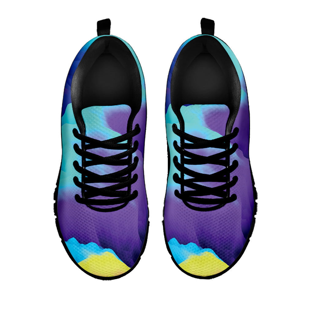 Coloful Cloud Print Black Sneakers