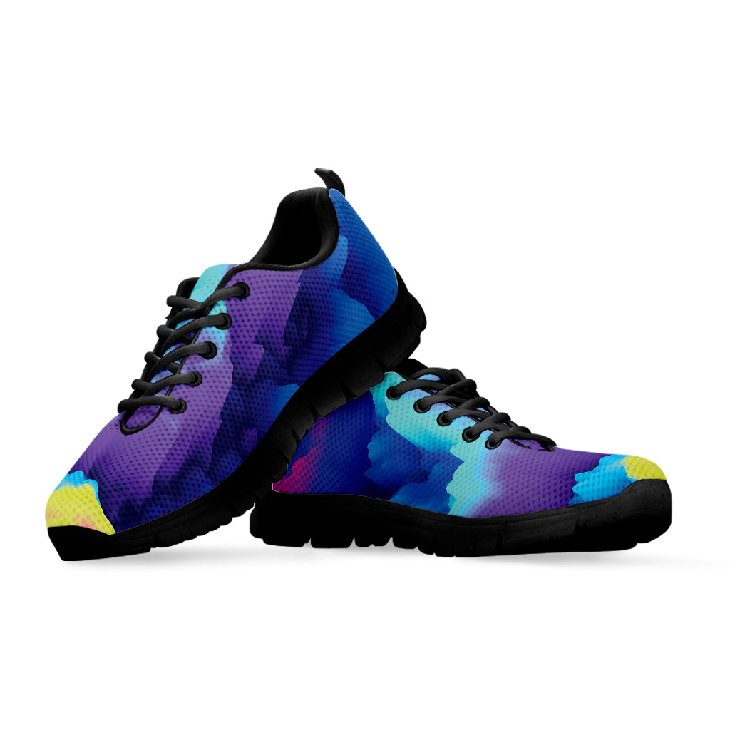 Coloful Cloud Print Black Sneakers