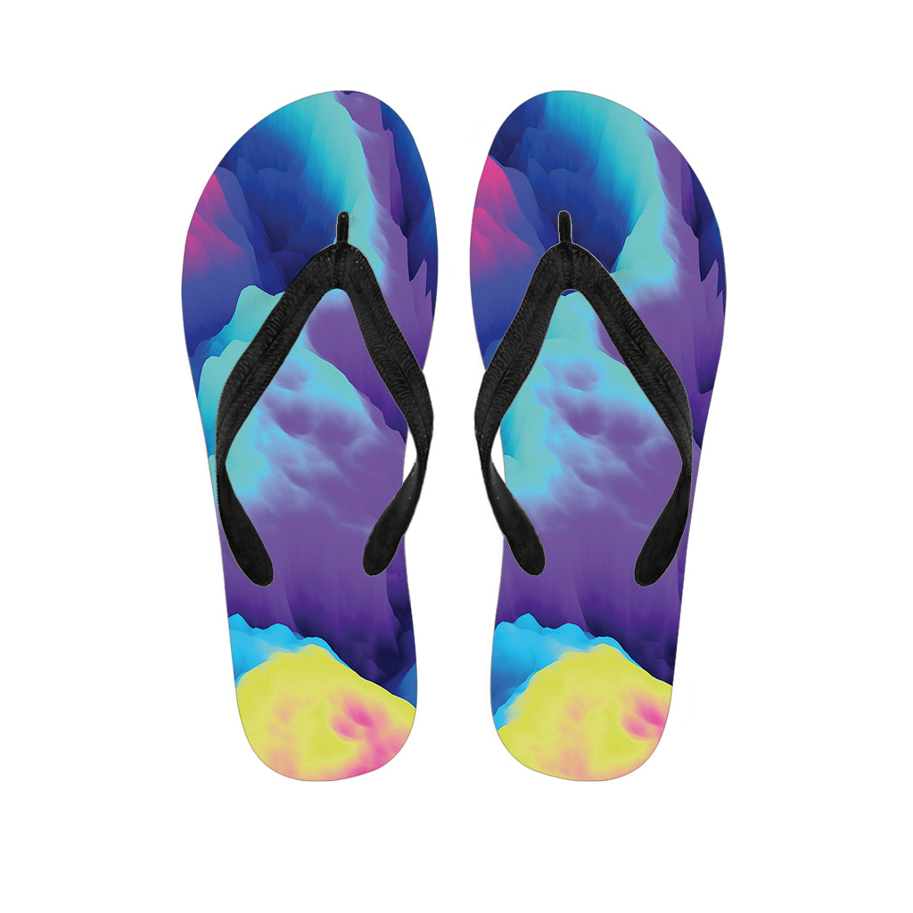 Coloful Cloud Print Flip Flops