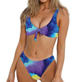 Colorful Cloud Print Front Bow Tie Bikini