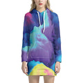 Colorful Cloud Print Pullover Hoodie Dress