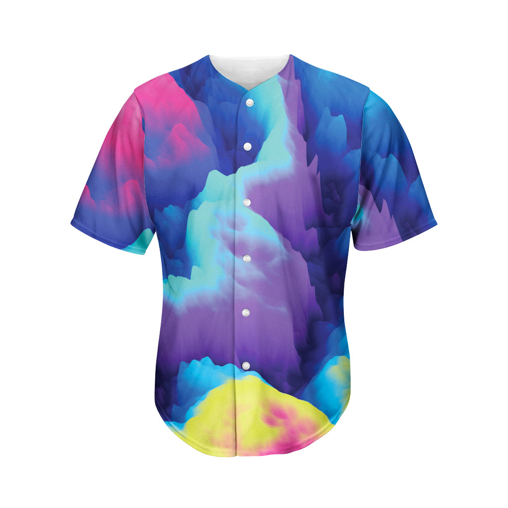 Coloful Cloud Print Men's Baseball Jersey