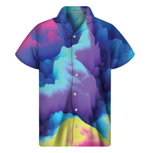 Coloful Cloud Print Men's Short Sleeve Shirt