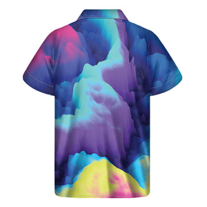 Coloful Cloud Print Men's Short Sleeve Shirt