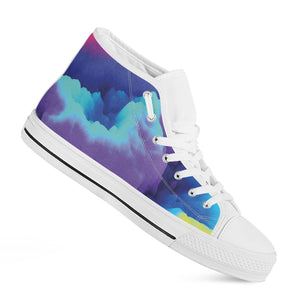 Coloful Cloud Print White High Top Shoes