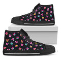 Colorful French Bulldog Print Black High Top Sneakers