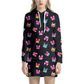 Colorful French Bulldog Print Pullover Hoodie Dress