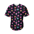 Colorful French Bulldog Print Men's Baseball Jersey