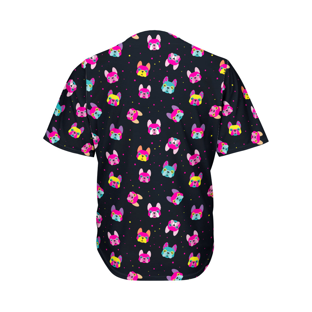 Coloful French Bulldog Print Men's Baseball Jersey
