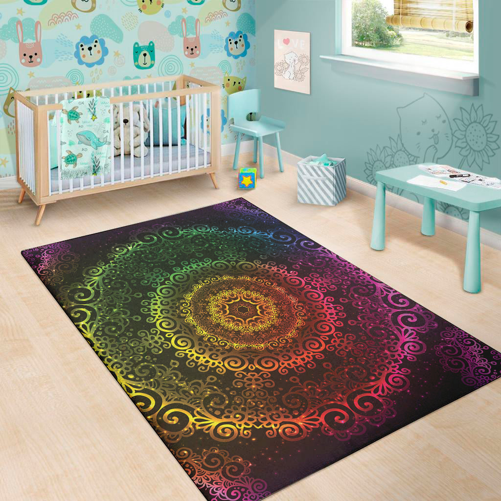 Coloful Mandala Print Area Rug