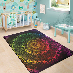 Coloful Mandala Print Area Rug