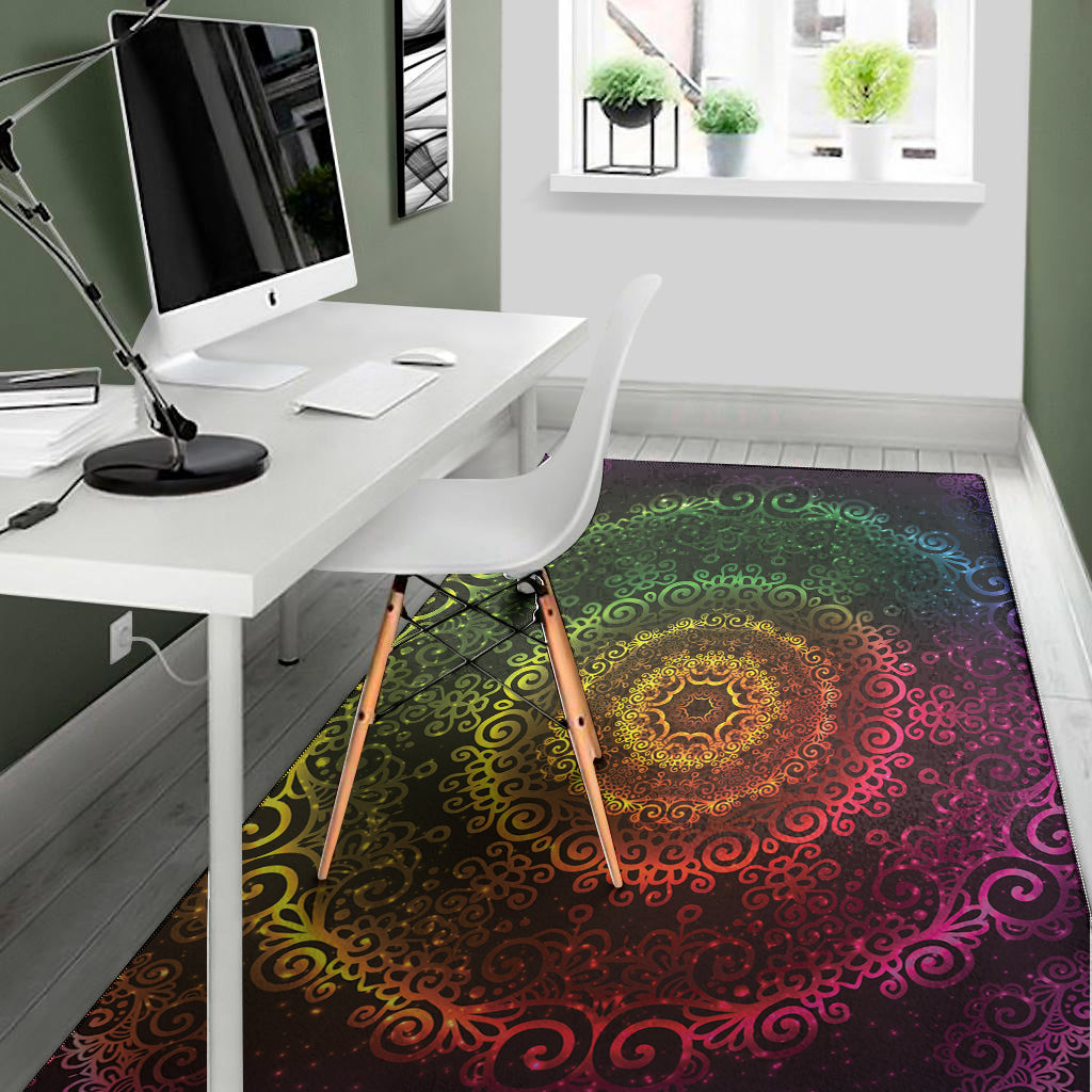 Coloful Mandala Print Area Rug