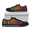 Colorful Gradient Mandala Print Black Low Top Sneakers