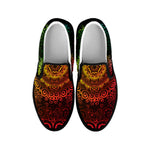 Coloful Mandala Print Black Slip On Shoes