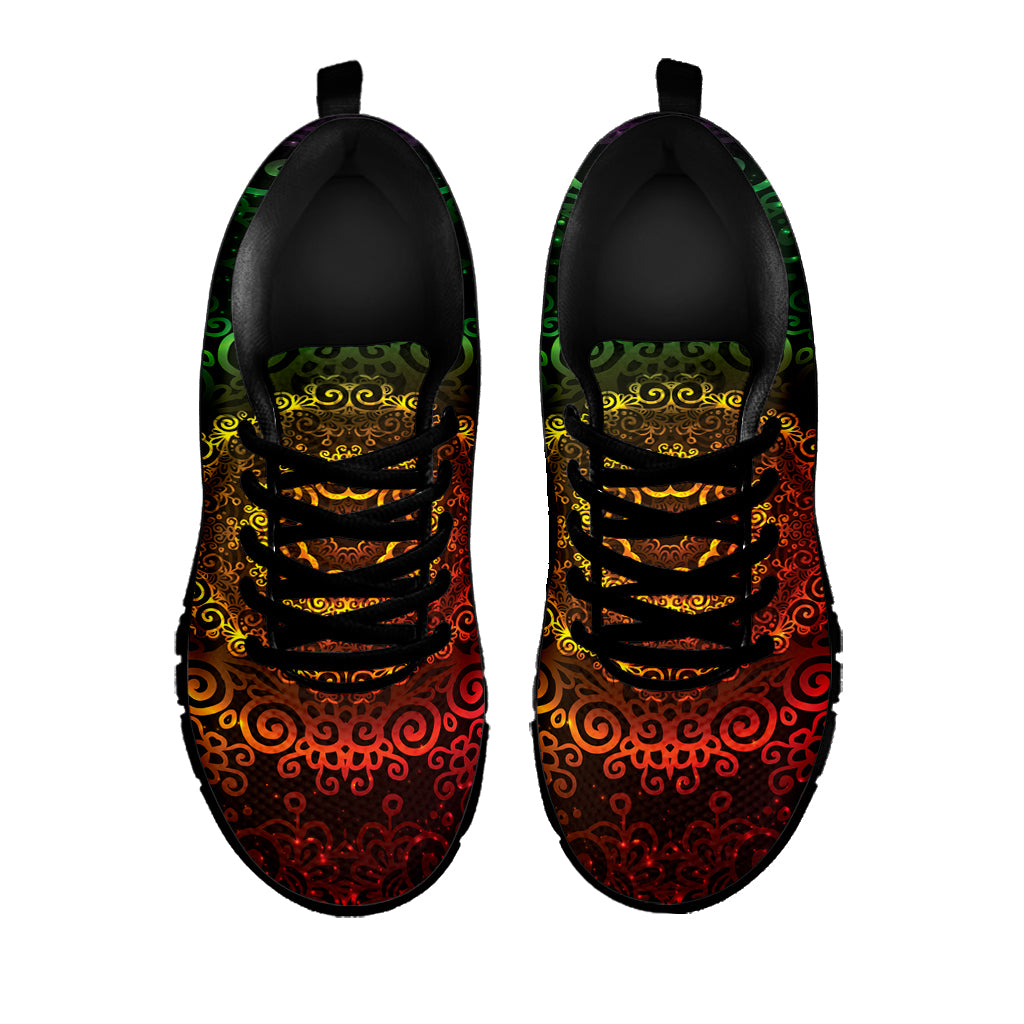 Coloful Mandala Print Black Sneakers
