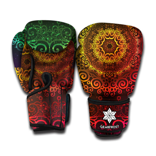 Coloful Mandala Print Boxing Gloves