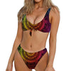 Coloful Mandala Print Front Bow Tie Bikini