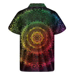 Coloful Mandala Print Men's Short Sleeve Shirt