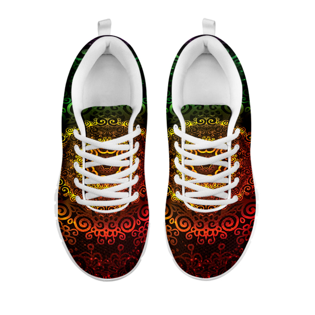 Coloful Mandala Print White Sneakers