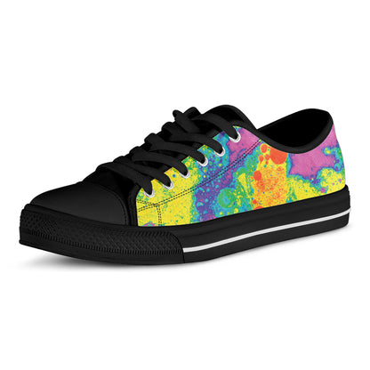 Colorful Acid Melt Print Black Low Top Shoes