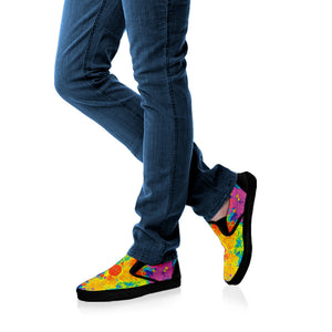 Colorful Acid Melt Print Black Slip On Shoes