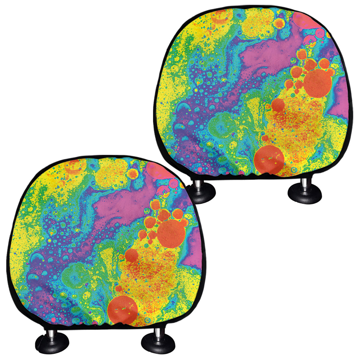 Colorful Acid Melt Print Car Headrest Covers