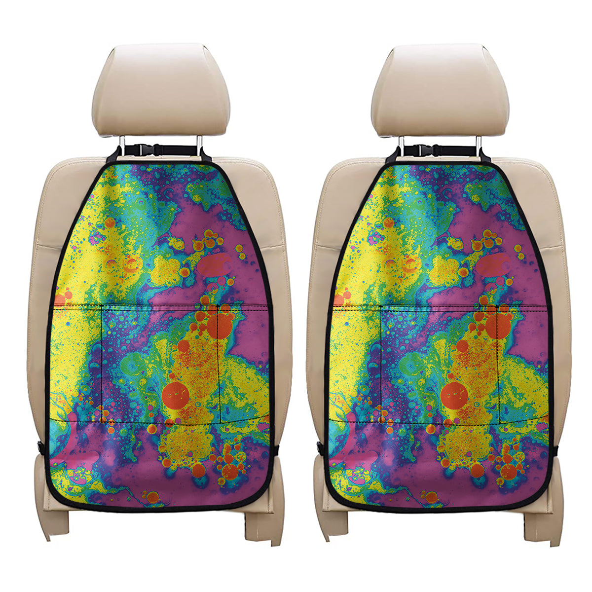 Colorful Acid Melt Print Car Seat Organizers