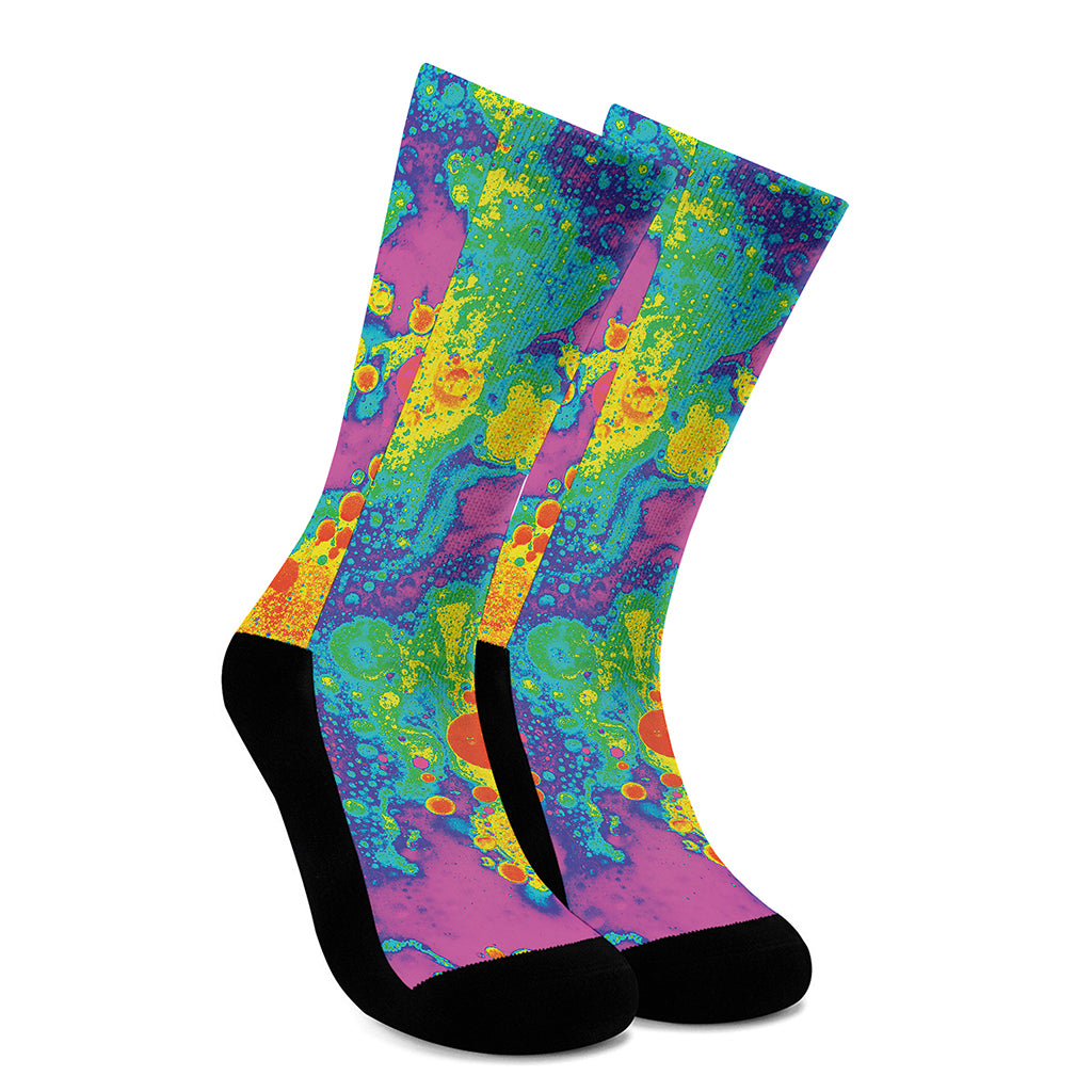 Colorful Acid Melt Print Crew Socks