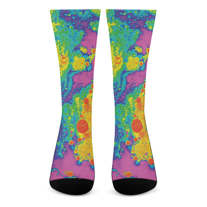 Colorful Acid Melt Print Crew Socks