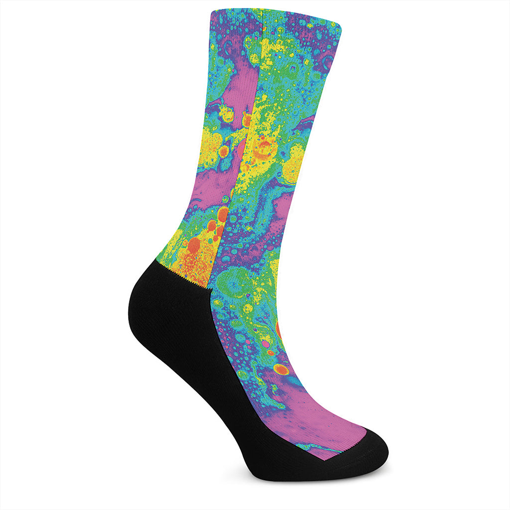 Colorful Acid Melt Print Crew Socks