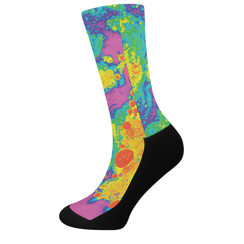 Colorful Acid Melt Print Crew Socks