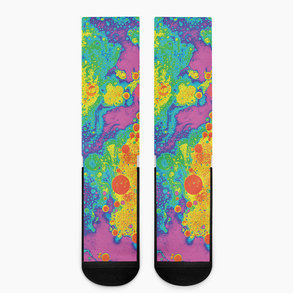 Colorful Acid Melt Print Crew Socks