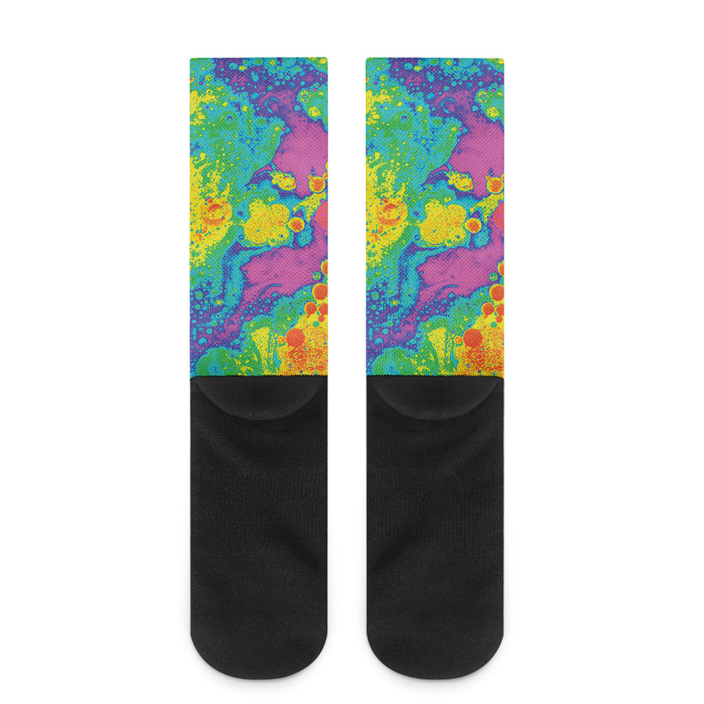 Colorful Acid Melt Print Crew Socks