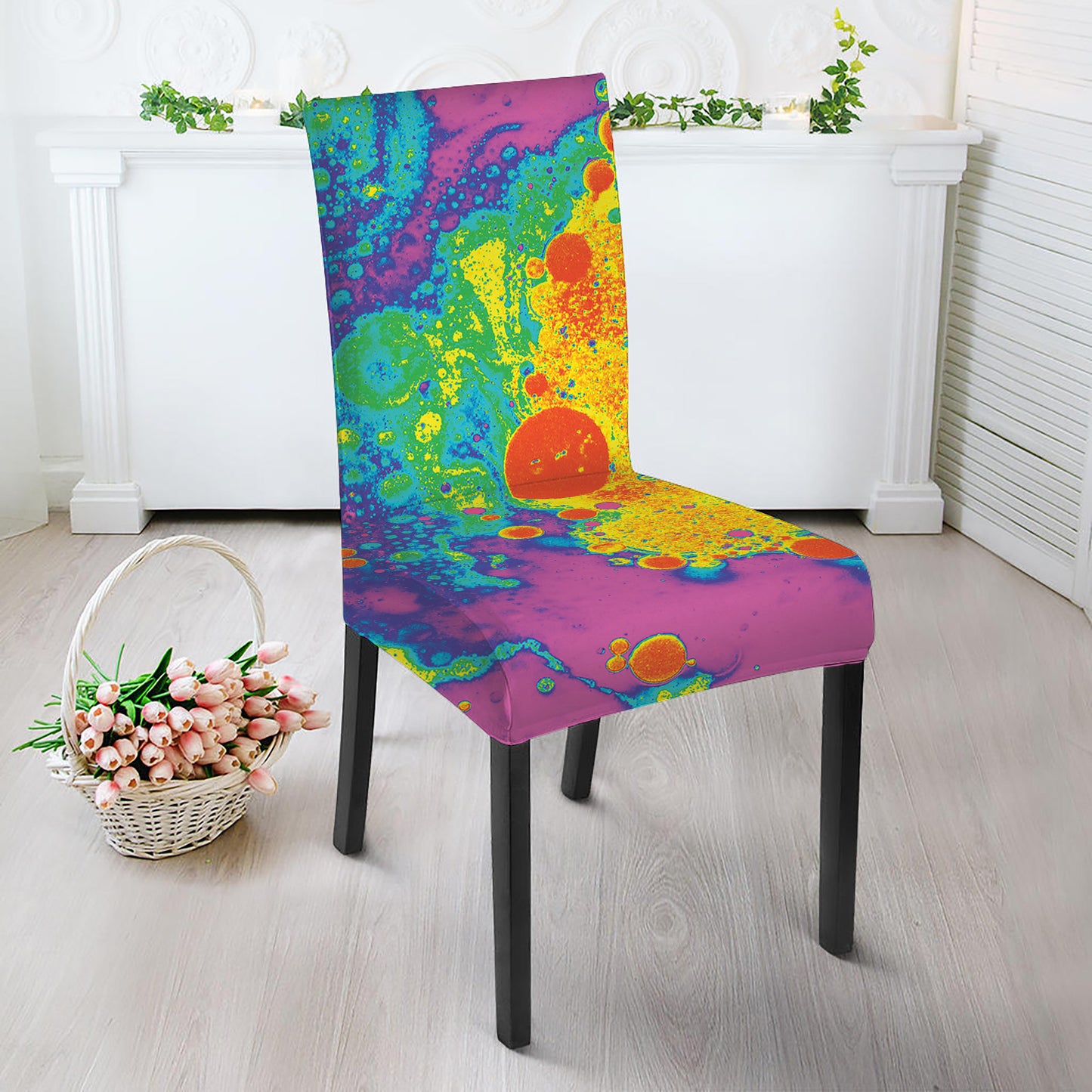 Colorful Acid Melt Print Dining Chair Slipcover